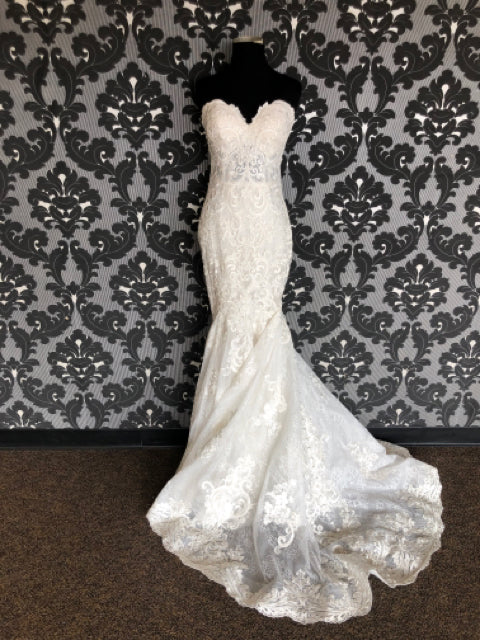 Allure Bridal 9666 Size 6 Ivory Sequin and Lace Sweetheart Mermaid