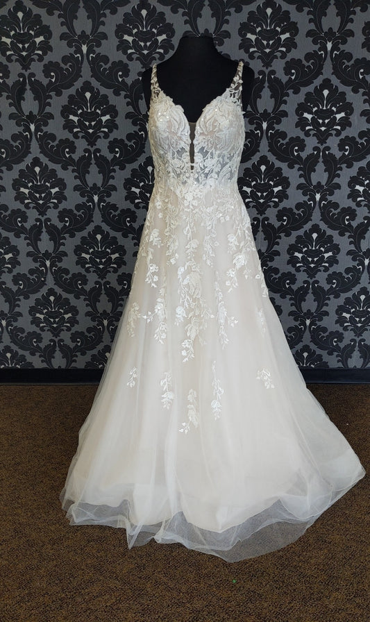 Stella York 7073 Wedding Dress Size 14 Lace/Beading Ivory Sleeveless A-line