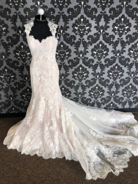 Justin Alexander 88006 Wedding Dress Lace Ivory/Nude Size 12 | Something Blue .