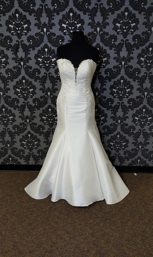 Allure 9717 MEYER Wedding Dress Size 14 Satin/Lace Ivory Strapless Mermaid
