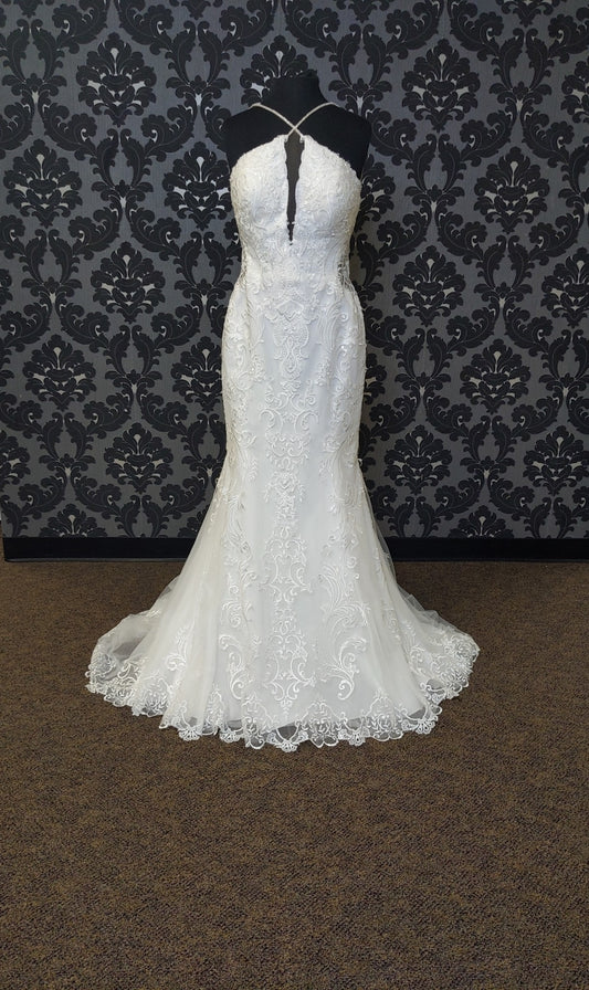 Stella York Wedding Dress Size 14 Lace/Beading Ivory Sleeveless Sheath