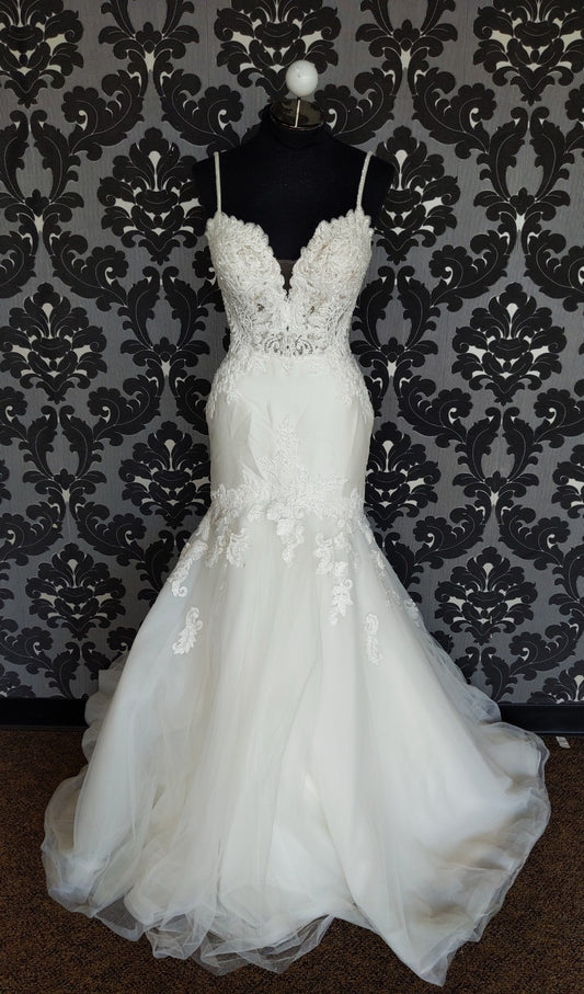 Martina Liana 906 Wedding Dress Size 10 Satin/Tulle Ivory Sleeveless Mermaid