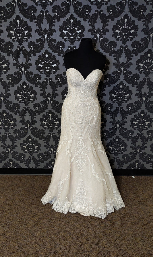 Martina Liana 895 Wedding Dress Size 14 Lace/Beading Ivory/Champagne Strapless