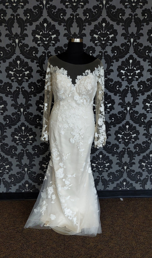 Casablanca BL320 Wedding Dress Size 22 Sequin/Lace Ivory Long Sleeve